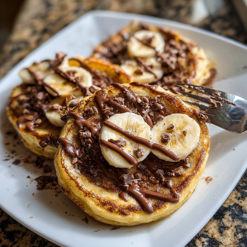 Valentines Breakfast Chocolate Banana Pancakes