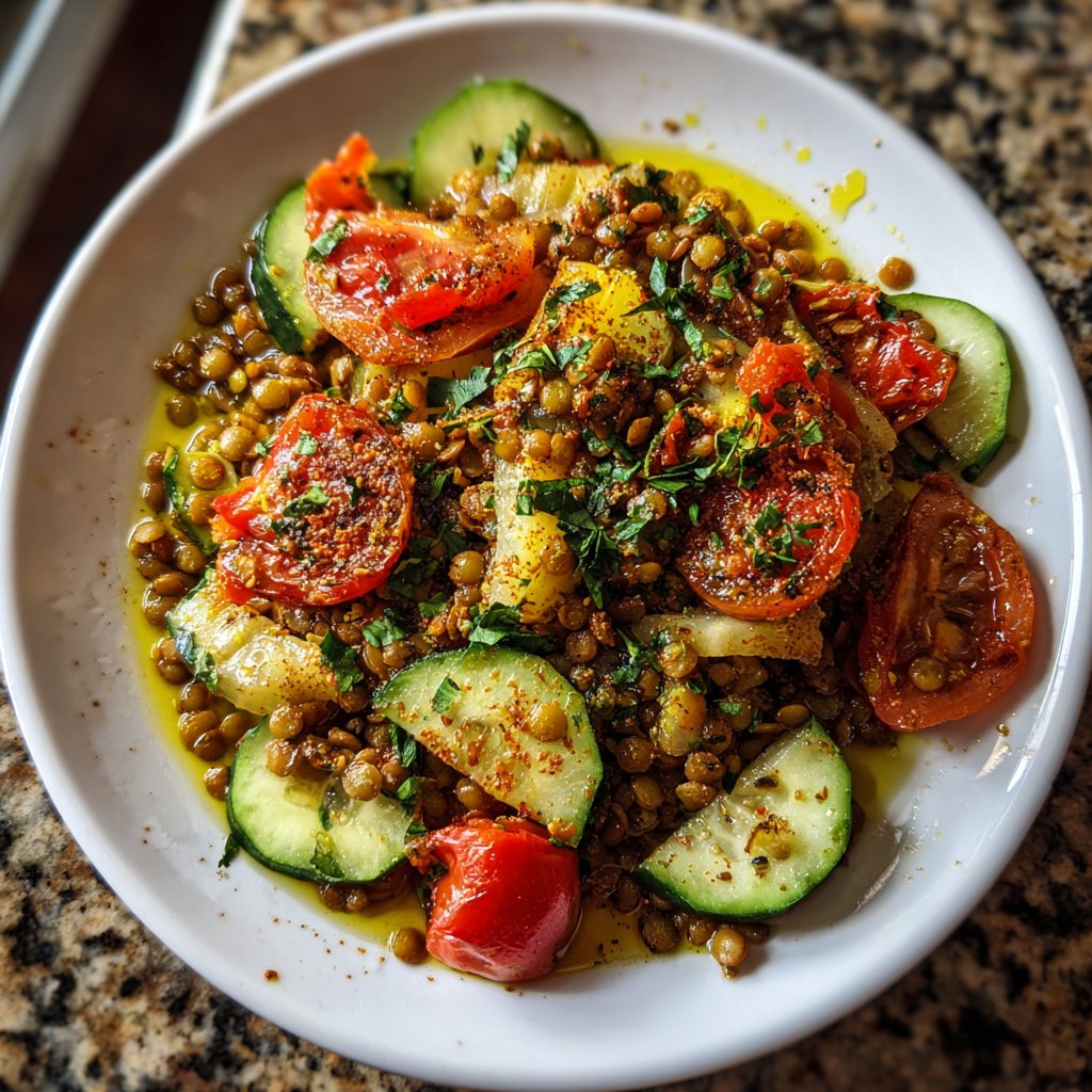 Healthy Dinner Mediterranean Lentil Plate