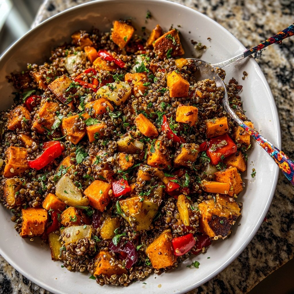 Roasted Veggie Lentil Grain Bowl