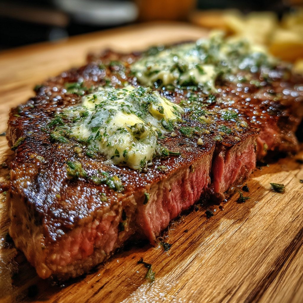 Steak with Garlic Herb Compound Butter
