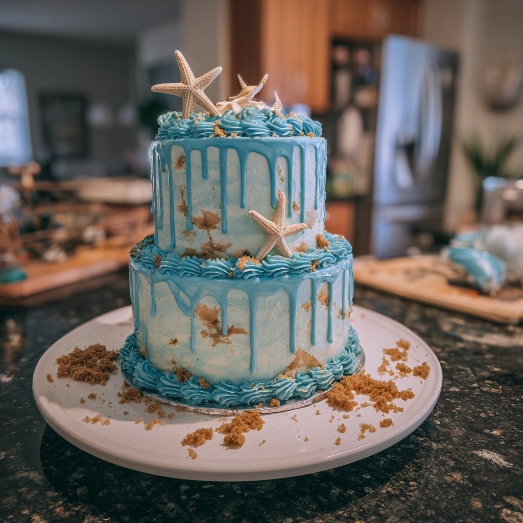 Ocean Blue Pisces Birthday Cake
