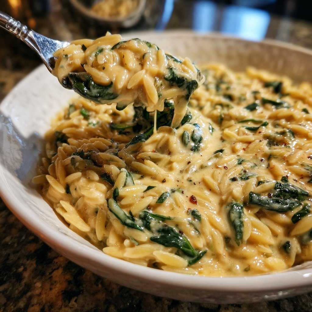 Creamy Spinach Parmesan Orzo