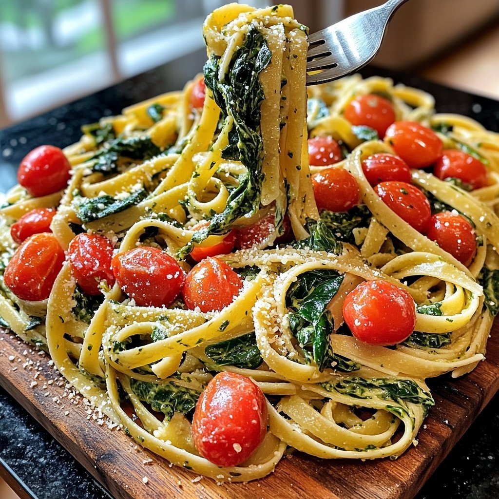 Delicious Spinach Tomato Pasta