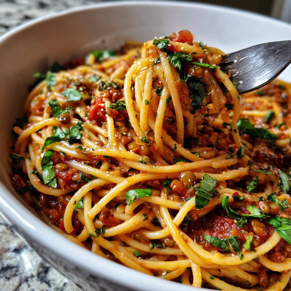 Tomato Basil Lentil Pasta